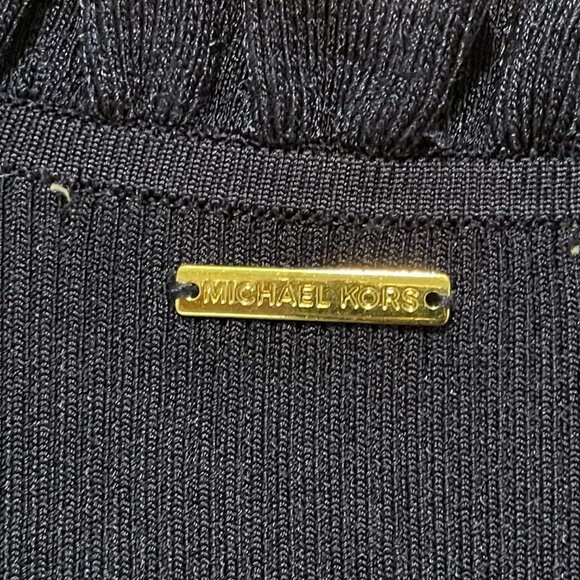 MICHAEL MICHAEL KORS Stretch Viscose Ribbed Dress with Ruffles Dark Blue - Picture 7 of 8